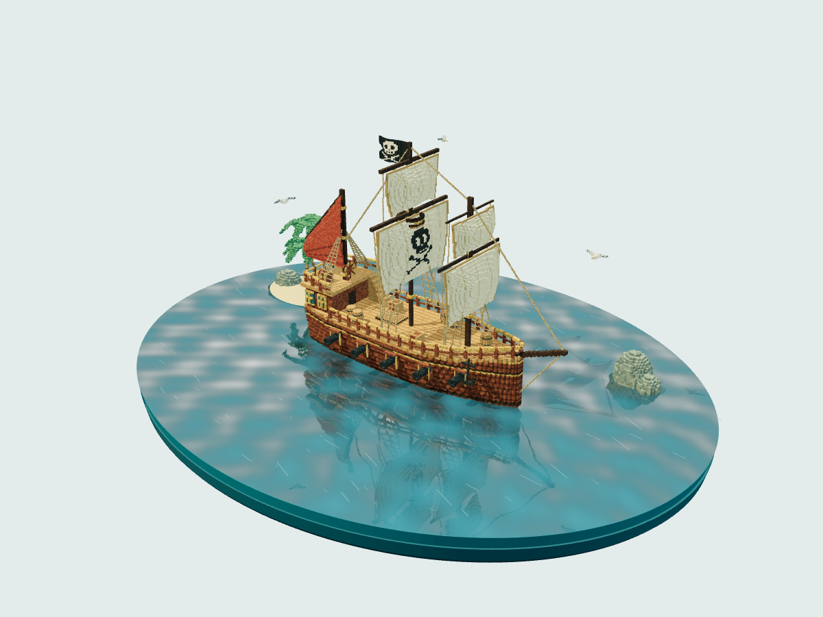 海賊船と碧い海